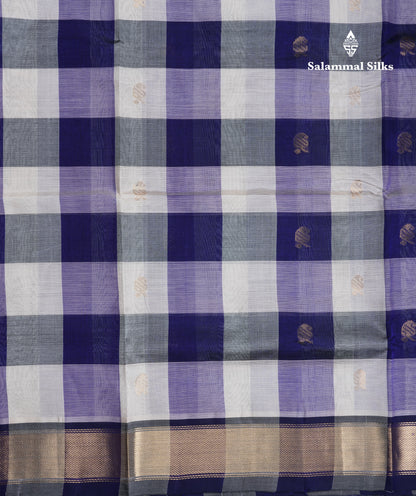 Beautiful Paalum Pazham Checks Handloom Pure Silk Cotton Saree With Gold Zari Border