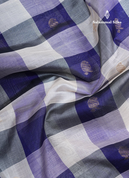 Beautiful Paalum Pazham Checks Handloom Pure Silk Cotton Saree With Gold Zari Border