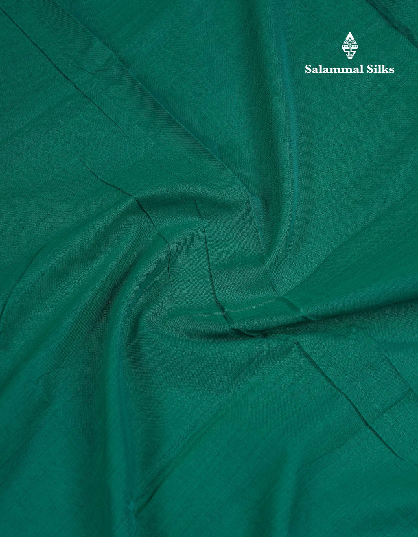 Beautiful Sapphire Green Plain Pure Cotton Saree With Traditional Thread Work Border