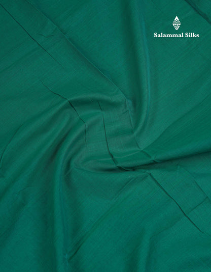 Beautiful Sapphire Green Plain Pure Cotton Saree With Traditional Thread Work Border