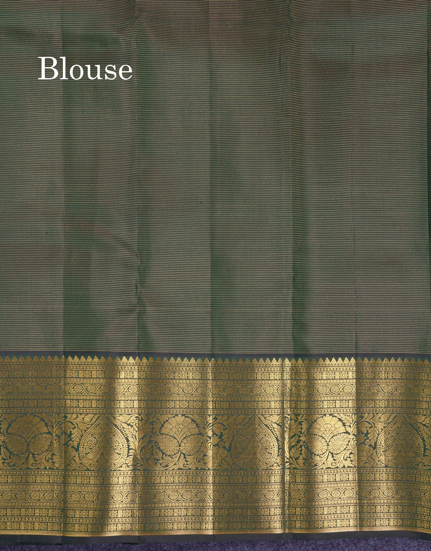 Beautiful Bottle Green Tiny Zari Checks With Butta Pure Kanjivaram Silk Saree With Traditional Evening Morning Border