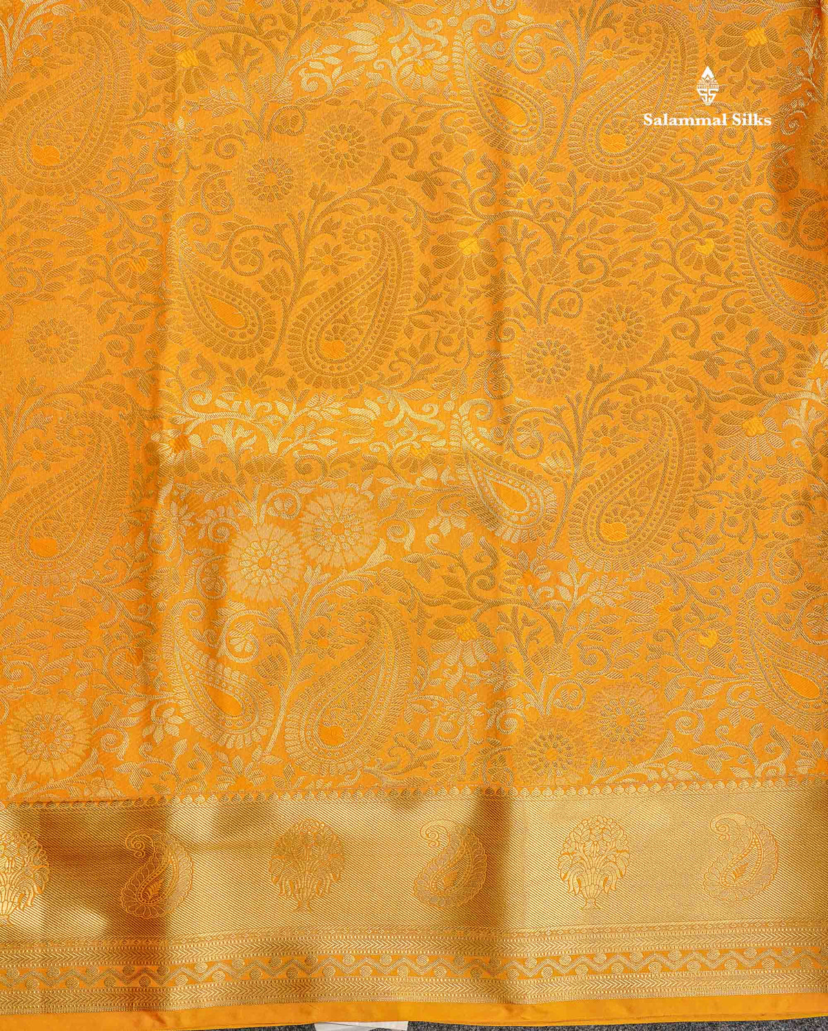 Semi Silk Saree - Mustard Yellow Colour Body With Contrast Dual Tone Pink Blouse