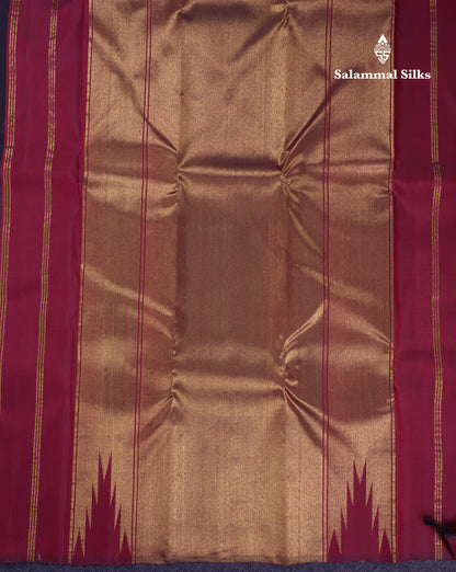 Beautiful 8Kol Black Pure Kanjivaram Silk Saree With Traditional Temple Border