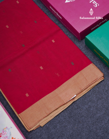 Beautiful Dark Brown Thread Work Butta Pure Cotton Saree With Contrast Dark Sandal Border