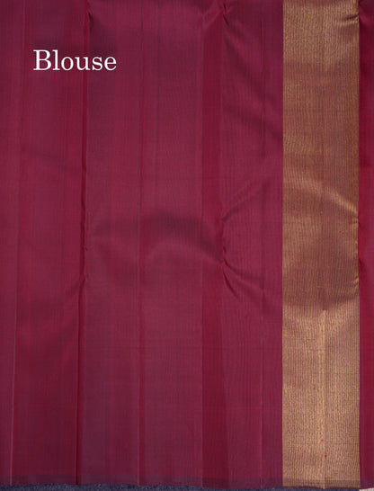 Beautiful 8Kol Black Pure Kanjivaram Silk Saree With Traditional Temple Border