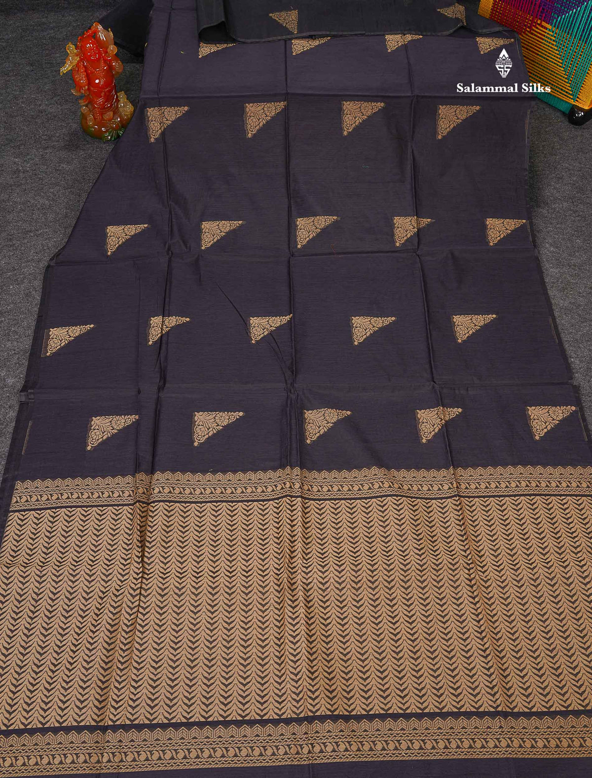 Cora Cotton Saree - Dark Navy Blue Colour Body Thread Butta With Without Border