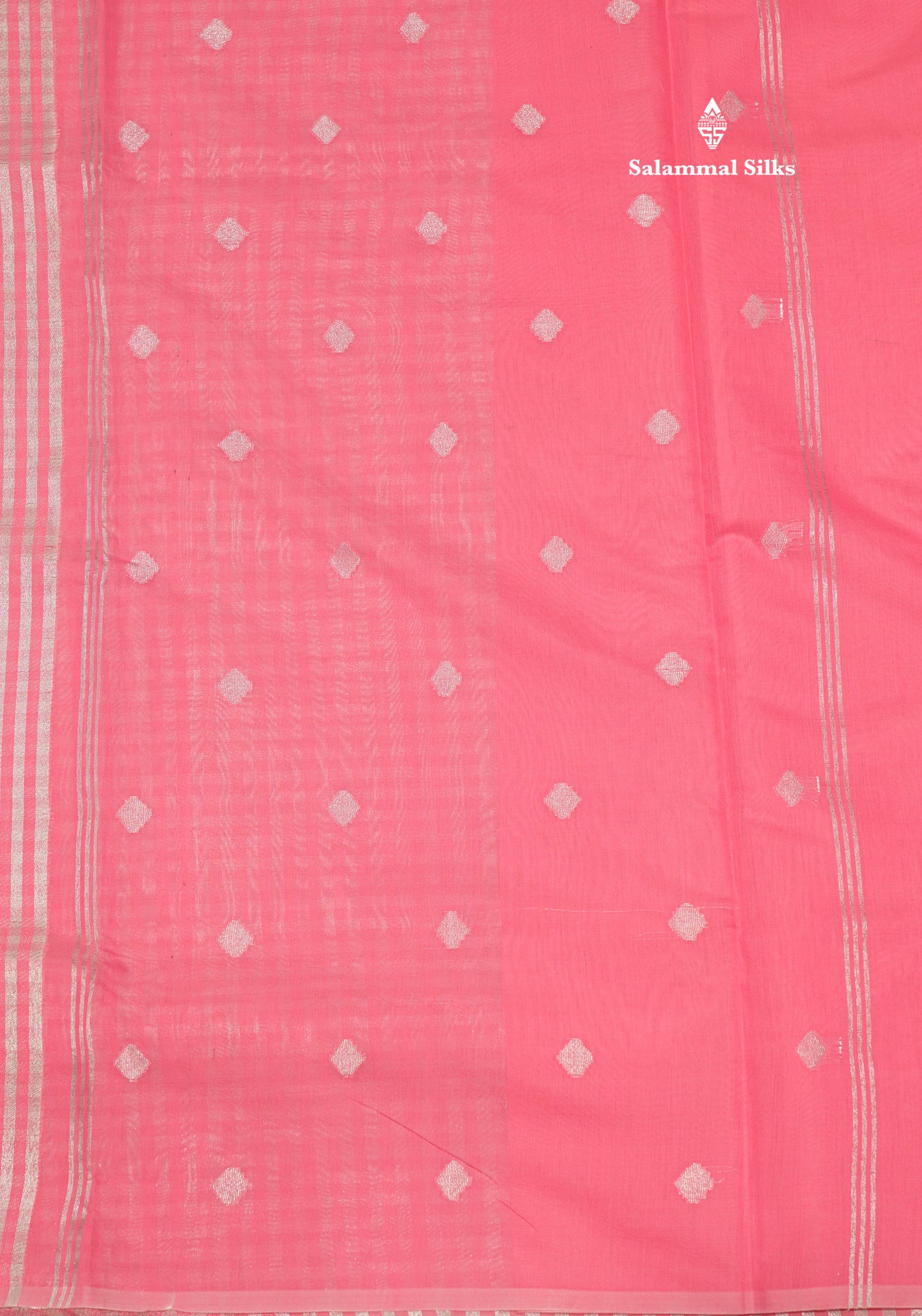 Celebrity (Nayanthara) Cotton Mix Saree Pink Shaded Silver Jari Lines With Plain Blouse