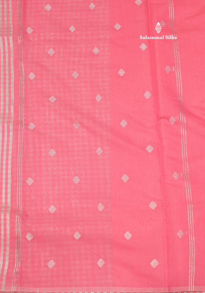 Celebrity (Nayanthara) Cotton Mix Saree Pink Shaded Silver Jari Lines With Plain Blouse