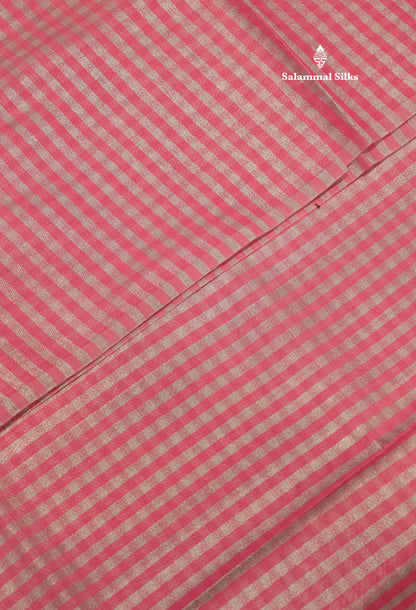 Celebrity (Nayanthara) Cotton Mix Saree Pink Shaded Silver Jari Lines With Plain Blouse