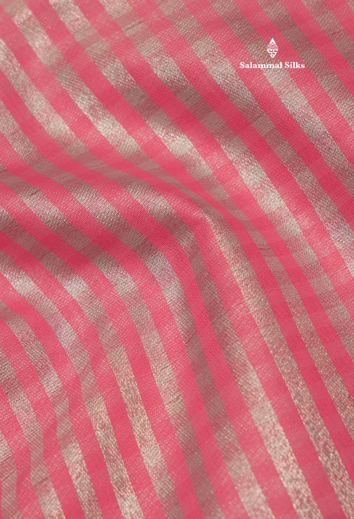 Celebrity (Nayanthara) Cotton Mix Saree Pink Shaded Silver Jari Lines With Plain Blouse