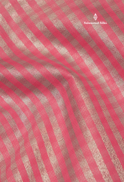 Celebrity (Nayanthara) Cotton Mix Saree Pink Shaded Silver Jari Lines With Plain Blouse