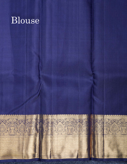 Magenta Pure Kanjivaram Silk Saree With Contrast Navy Blue Border