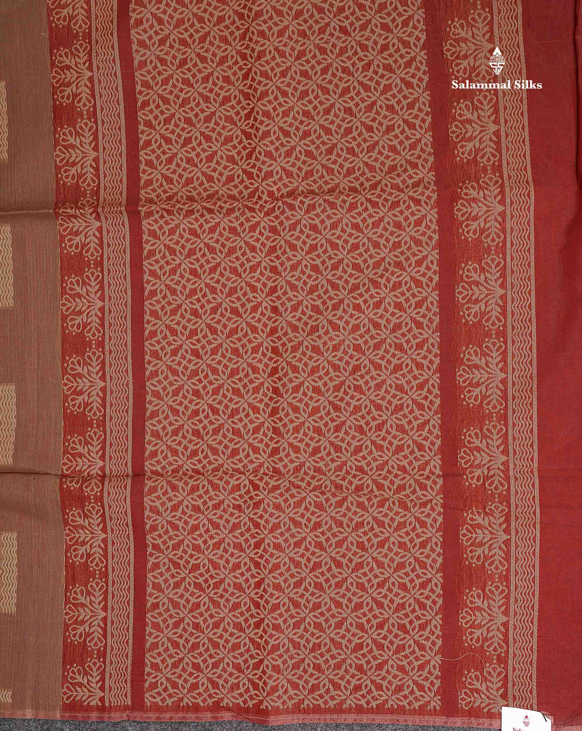 Cora Cotton Saree - Light Chocolate Colour Body Thread Butta With Contrast Maroon Blouse