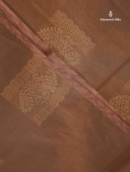 Cora Cotton Saree - Light Chocolate Colour Body Thread Butta With Contrast Maroon Blouse