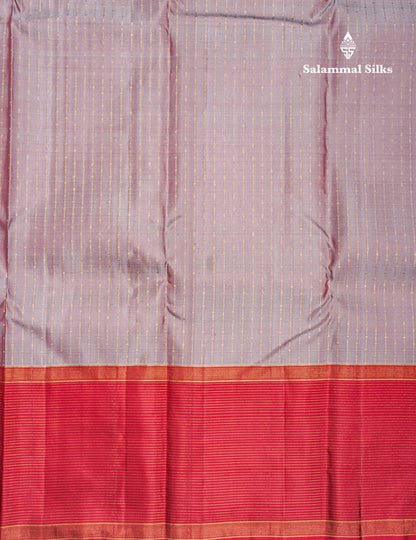 Dual Tone Light Maroon Pure Kanjivaram Silk Saree With Contrast Maroon Vairaoosi Border