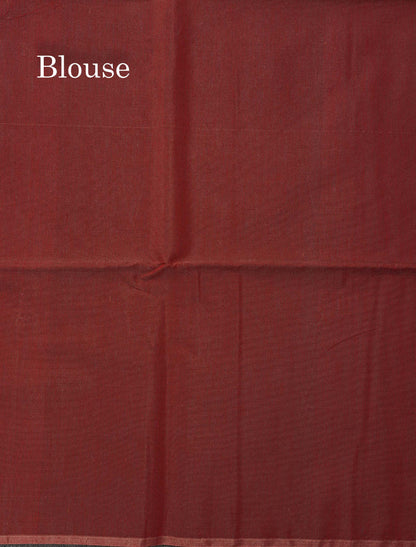 Cora Cotton Saree - Light Chocolate Colour Body Thread Butta With Contrast Maroon Blouse