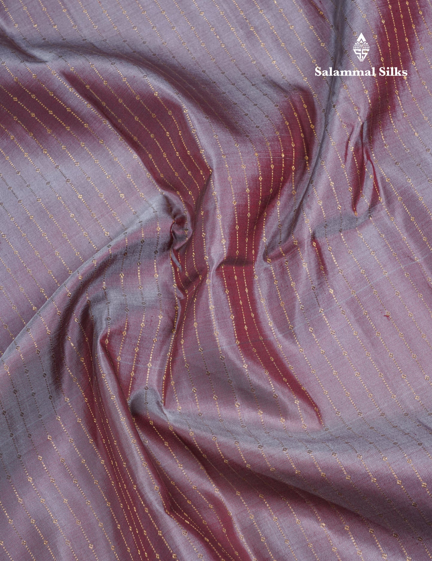 Dual Tone Light Maroon Pure Kanjivaram Silk Saree With Contrast Maroon Vairaoosi Border