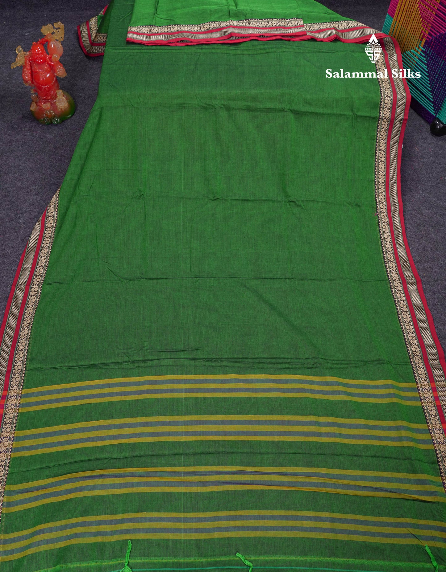 Beautiful Light Chocolate Plain Pure Cotton Saree With Traditional Border