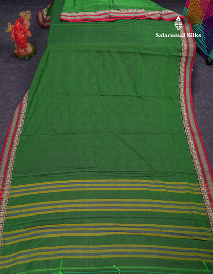 Beautiful Light Chocolate Plain Pure Cotton Saree With Traditional Border
