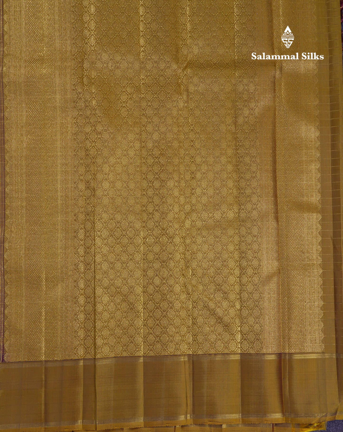 Beautiful Dark Brown Zari Checks With Butta Pure Kanjivaram Silk Saree With Contrast Olive Mustard Yellow Gap Border