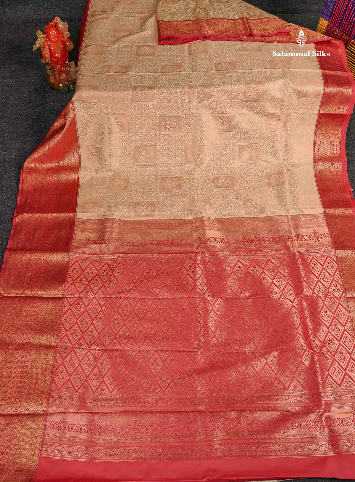 Semi Silk Saree - Beige Colour Body With Contrast Dual Tone Maroon Evening Morning Border 
