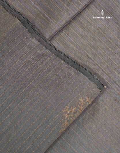 Kota Cotton Saree - Light Grey Colour Body Thread Butta With Contrast Maroon Blouse