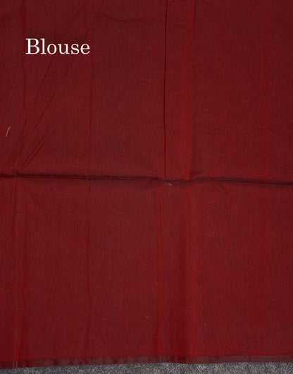 Kota Cotton Saree - Light Grey Colour Body Thread Butta With Contrast Maroon Blouse