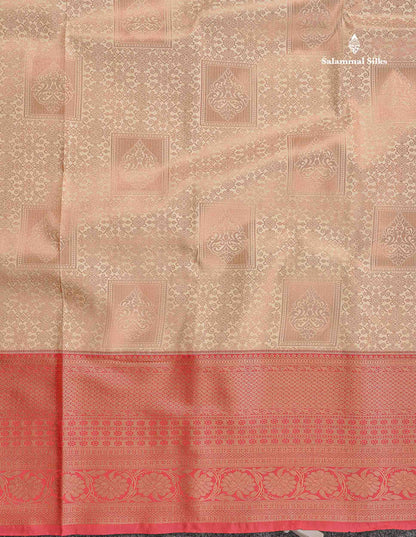 Semi Silk Saree - Beige Colour Body With Contrast Dual Tone Maroon Evening Morning Border