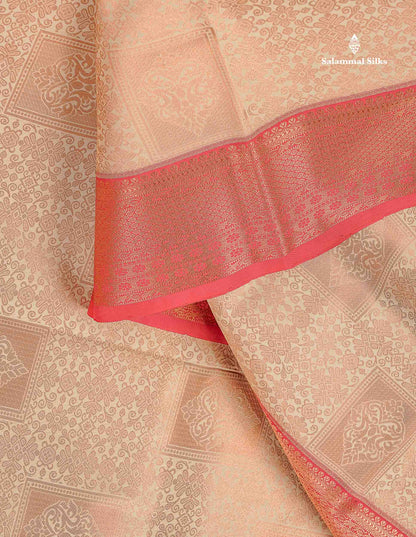 Semi Silk Saree - Beige Colour Body With Contrast Dual Tone Maroon Evening Morning Border