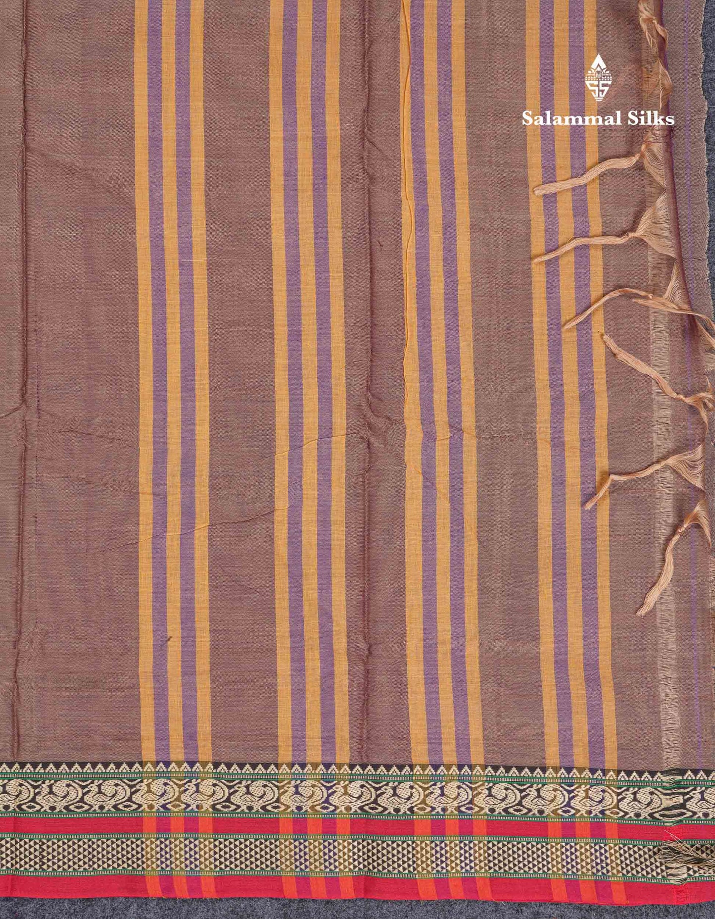Beautiful Light Chocolate Plain Pure Cotton Saree With Traditional Border