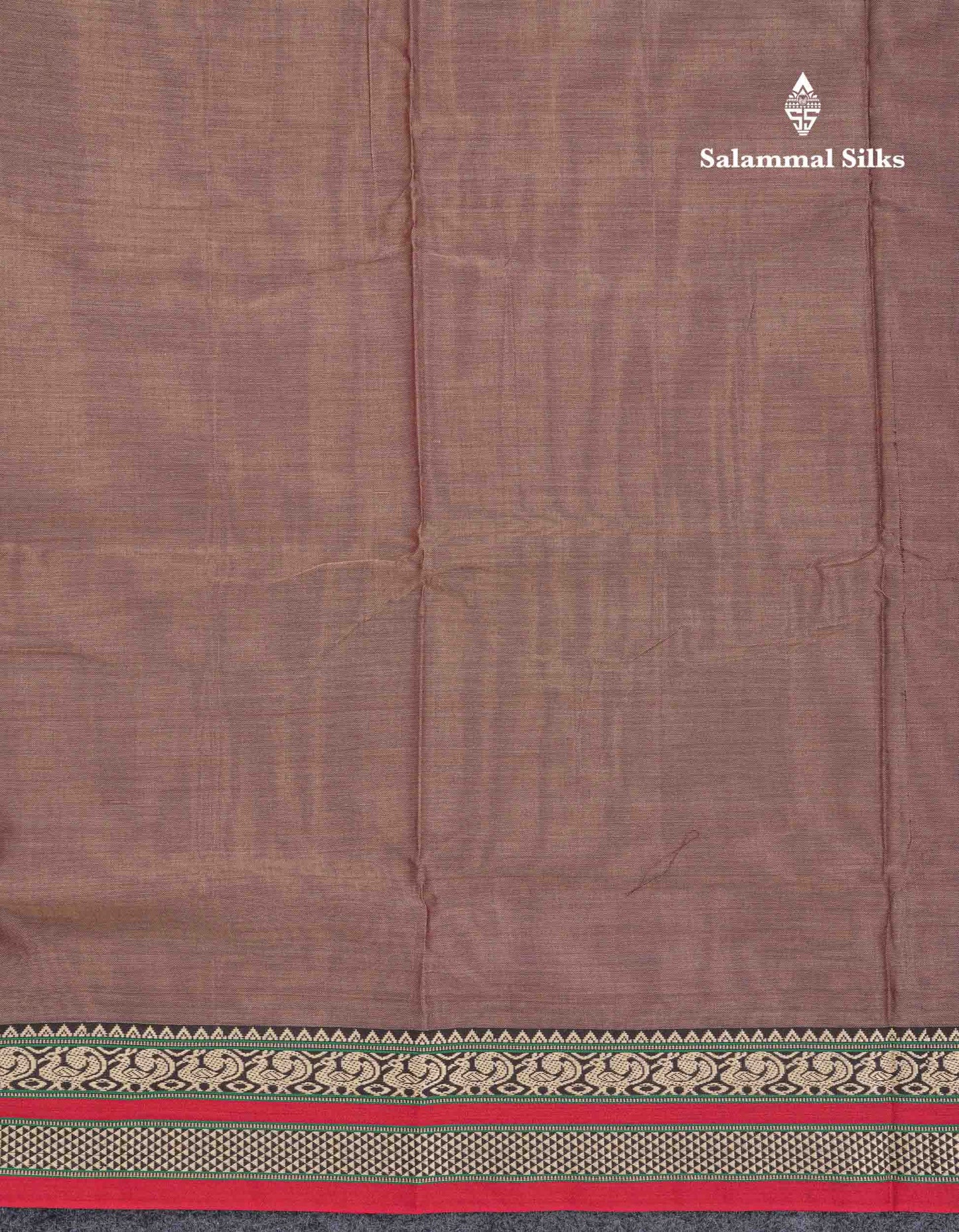 Beautiful Light Chocolate Plain Pure Cotton Saree With Traditional Border