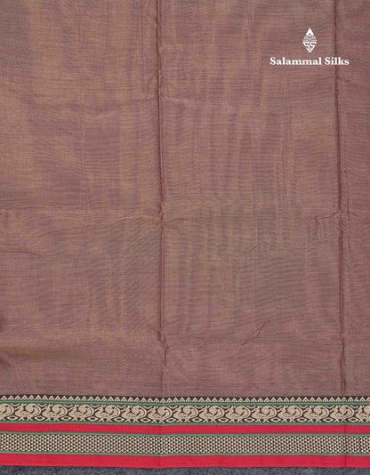Beautiful Light Chocolate Plain Pure Cotton Saree With Traditional Border