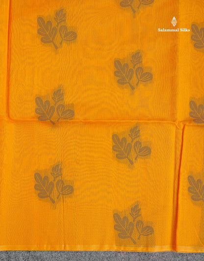 Cora Cotton Saree - Yellow Colour Body Thread Butta With Blouse