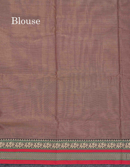 Beautiful Light Chocolate Plain Pure Cotton Saree With Traditional Border