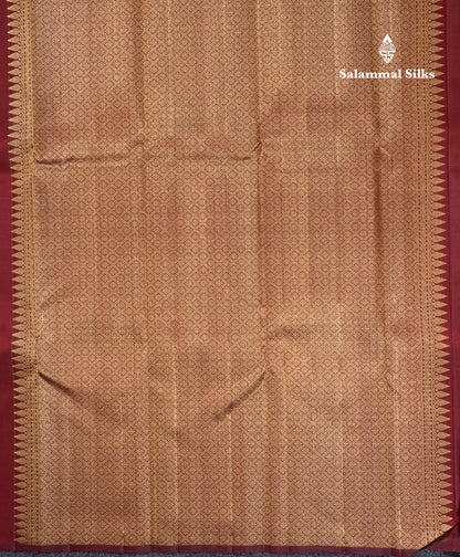Dark Maroon Pure Kanjivaram Silk Saree With Fancy Turning Border