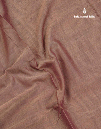 Beautiful Light Chocolate Plain Pure Cotton Saree With Traditional Border