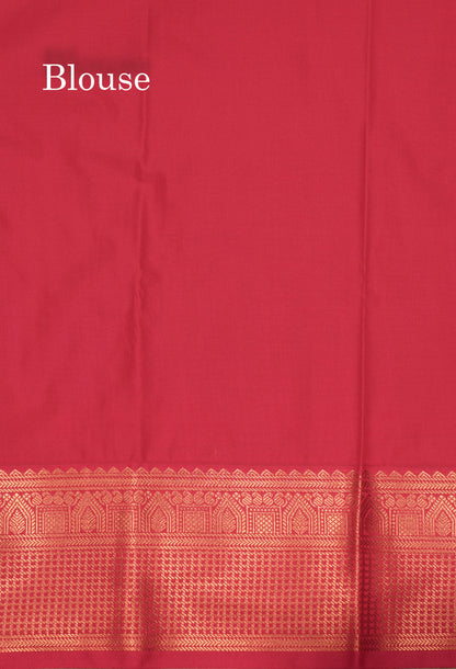 Green Colour Small Zari Checks Semi Silk Saree With Contrast Pink Border