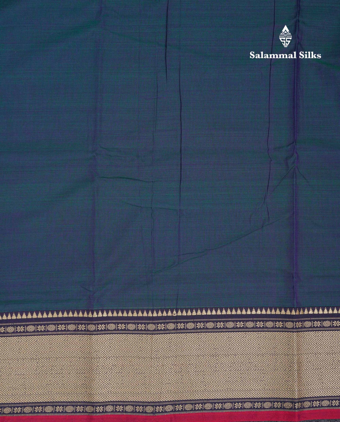 Beautiful Dual Tone Peacock Blue Plain Pure Cotton Saree With Traditional Thread Work Border