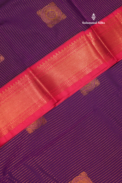 Violet Colour Semi Silk Saree With Contrast Pink Border