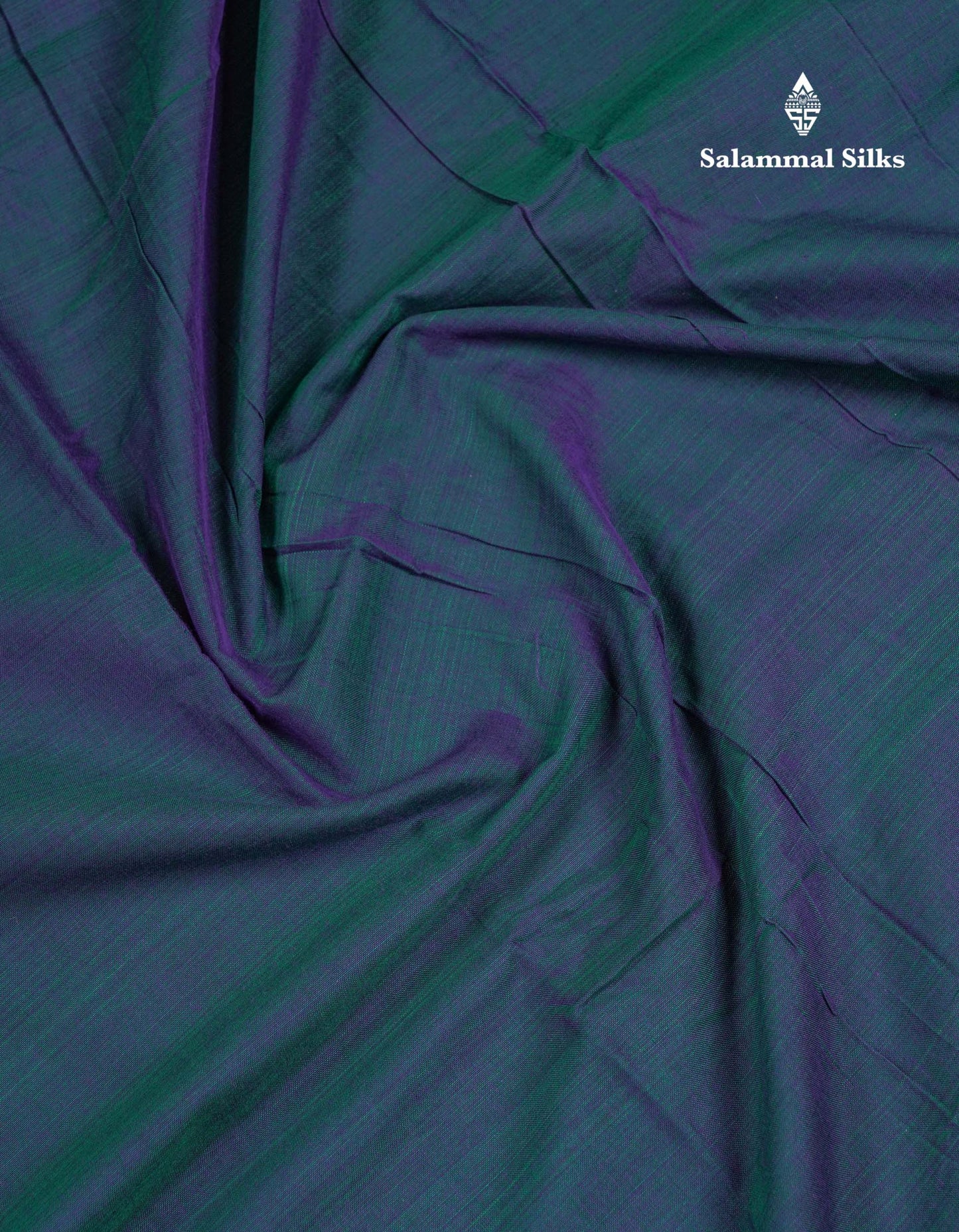 Beautiful Dual Tone Peacock Blue Plain Pure Cotton Saree With Traditional Thread Work Border