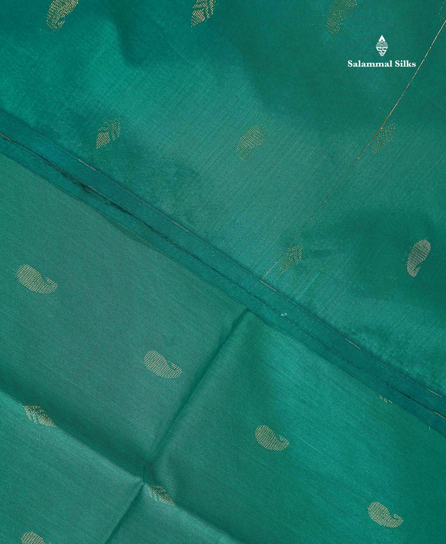 SICO Cotton Saree - Sapphire Green Colour Body Zari Butta With Contrast Magenta Blouse