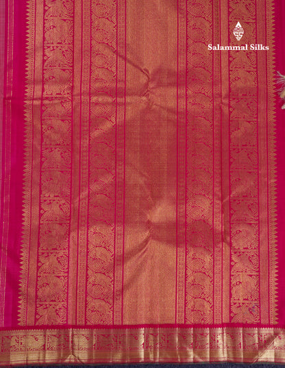 Korvai Beautiful Sandal Zari Checks With Butta Pure Kanjivaram Silk Saree With Contrast Maroon Traditional Medium Border