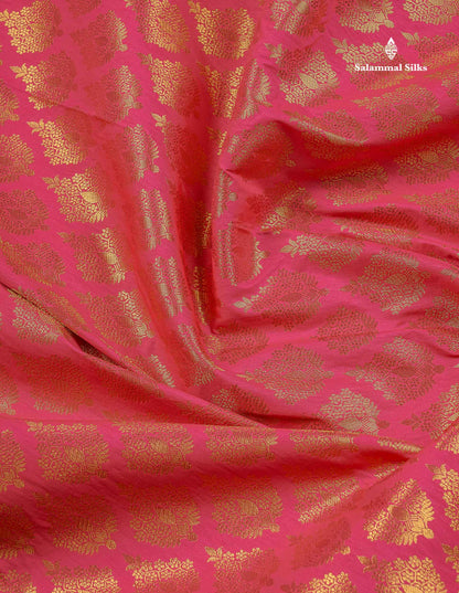 Semi Silk Saree - Pink Colour Body With Contrast Purple Traditional Border