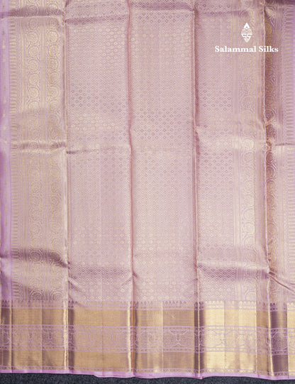 Baby Pink Pure Kanjivaram Silk Saree With Traditional Self Border