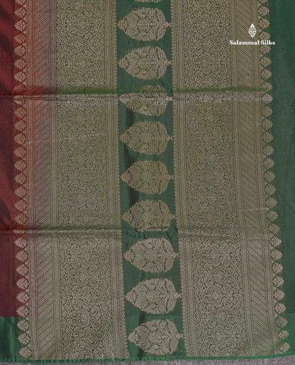 SICO Cotton Saree - Dark Maroon Colour Body Zari Butta With Contrast Bottle Green Fancy Border