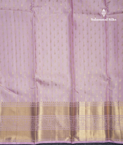 Baby Pink Pure Kanjivaram Silk Saree With Traditional Self Border
