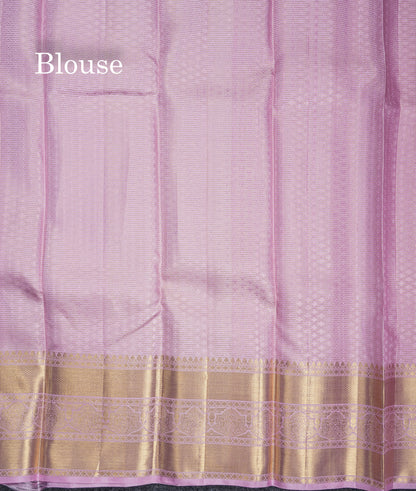 Baby Pink Pure Kanjivaram Silk Saree With Traditional Self Border