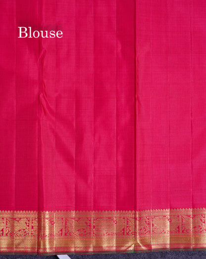 Korvai Beautiful Sandal Zari Checks With Butta Pure Kanjivaram Silk Saree With Contrast Maroon Traditional Medium Border