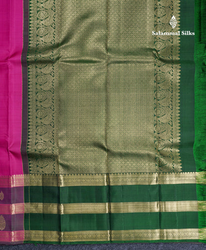 Magenta Pink Pure Kanjivaram Silk Saree With Traditional Evening Morning Border