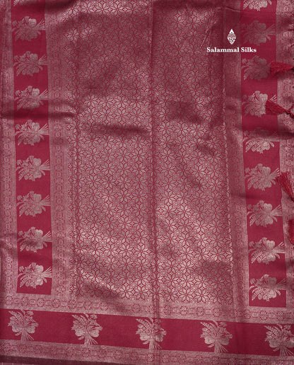 Light Pink Colour Semi Silk Tissue Saree With Contrast Magenta Pink Border